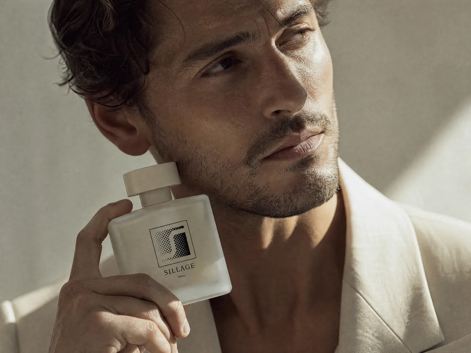 Sillage — lifestyle, man holding a bottle